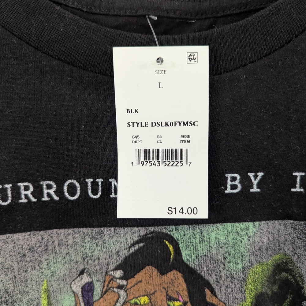NWT The Lion King Scar Black T-shirt Large - Picture 3 of 3